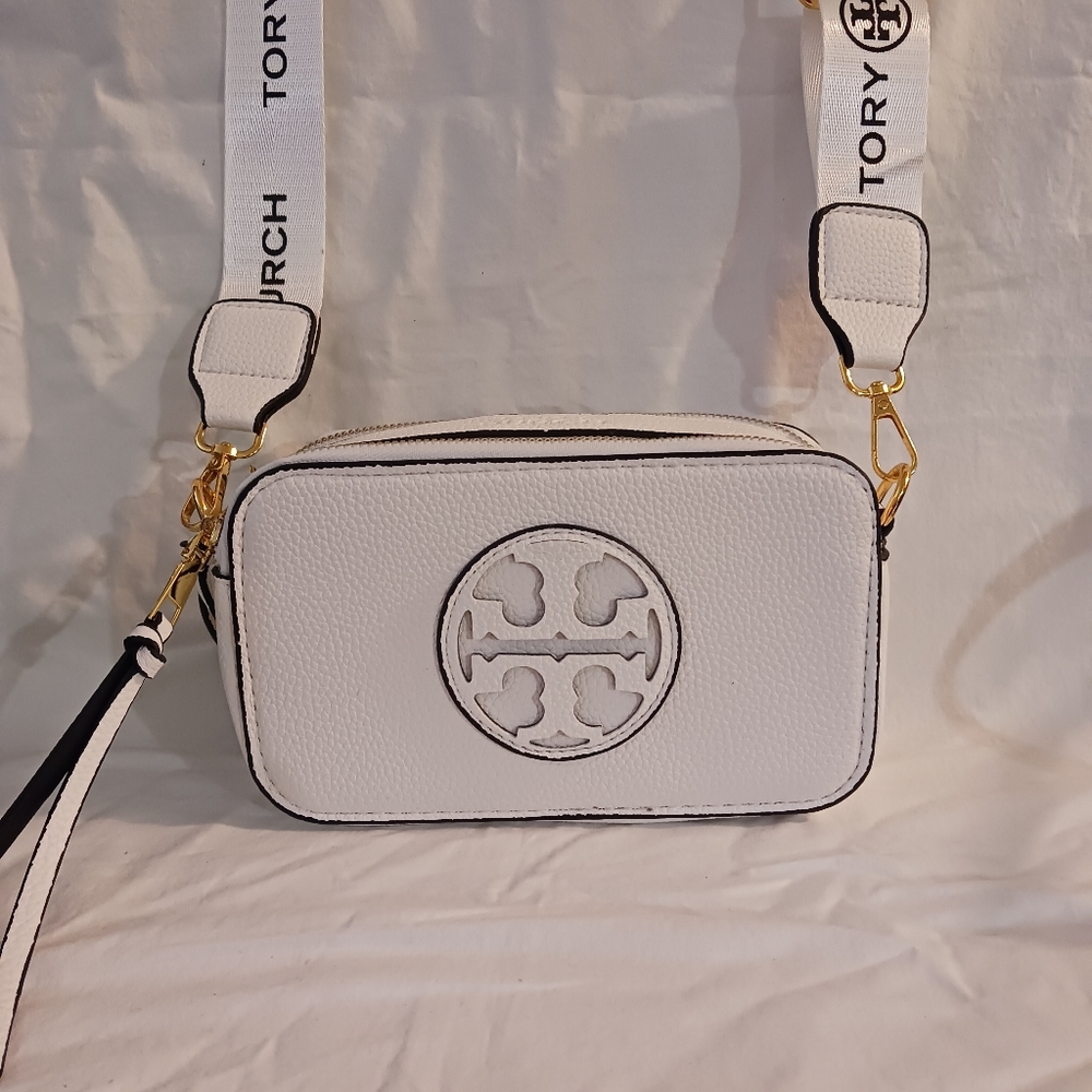 New Tory Burch White Leather Crossbody Purse